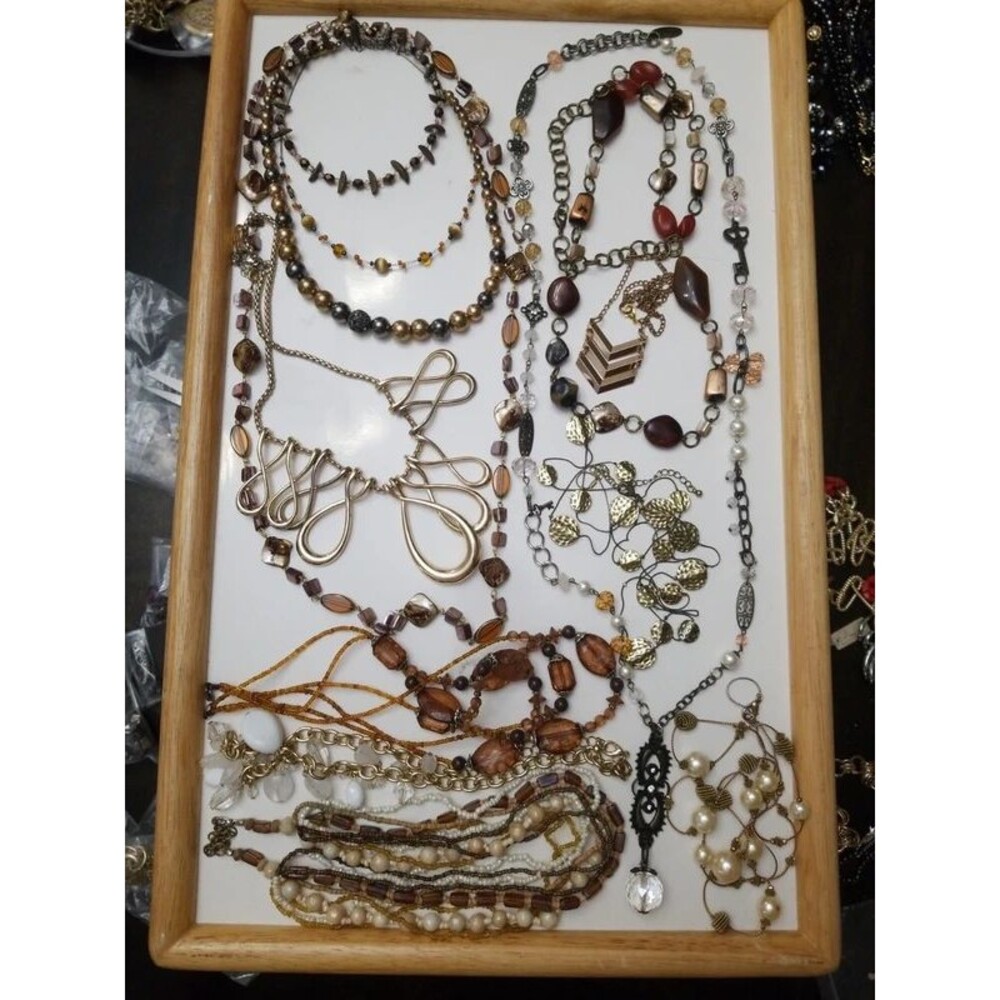 13 necklace bundle browns golden and earth tones
